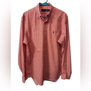Men’s Ralph Lauren Red & White Striped Shirt long sleeve size Large